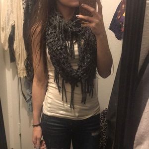 Black fringe scarf
